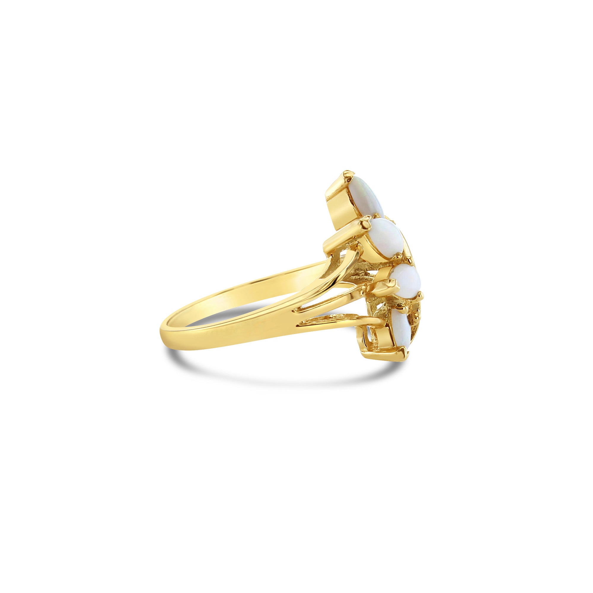 10K Yellow Gold Pear Shaped Opal Ring - Elegant Birthstone Jewelry for Women, Perfect for Weddings, Anniversaries & Special Occasions