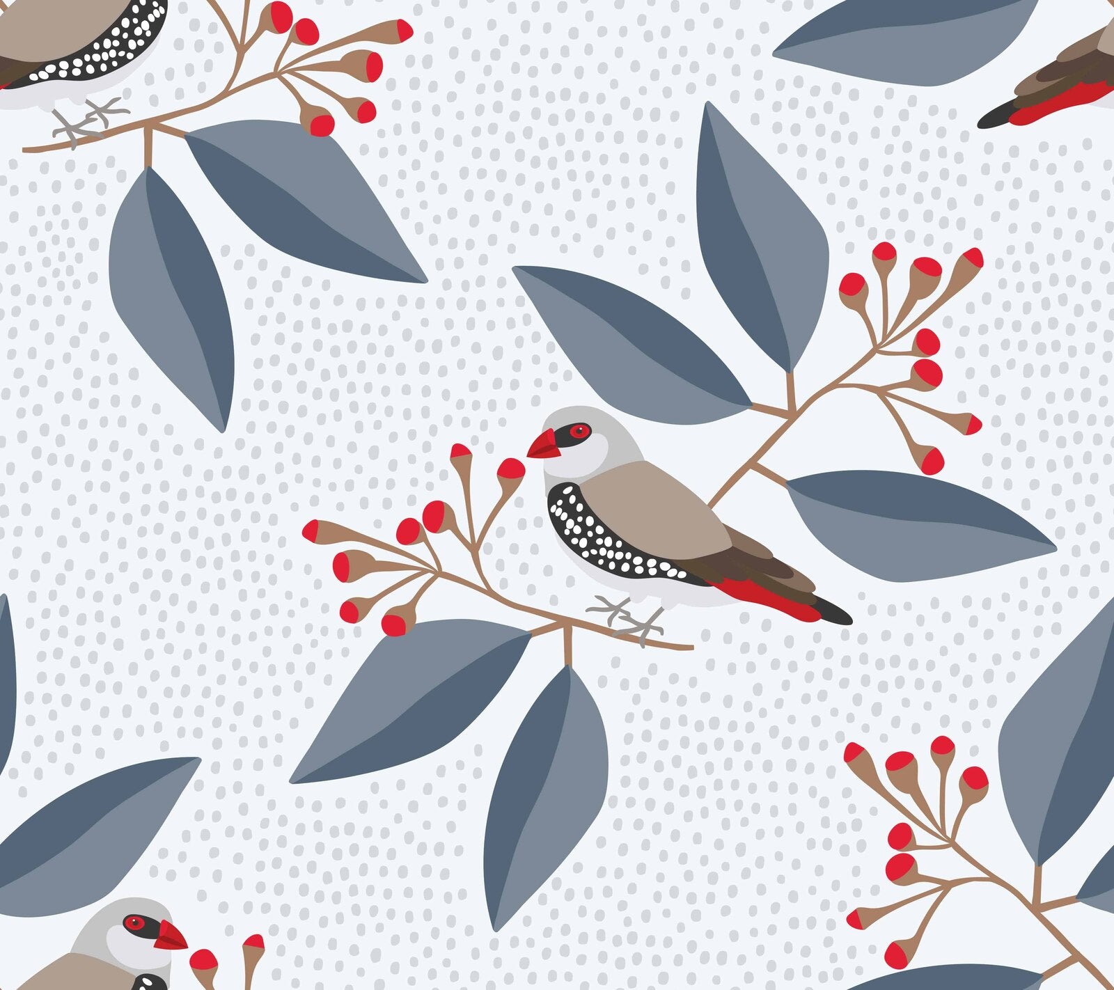Diamond Firetail Wallpaper - Premium Peel & Stick Removable Wallpaper for Home Decor | Perfect for Living Room, Bedroom, Nursery & Office