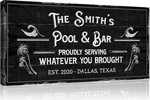 Rustic Pool & Bar Beach Summer Theme on Black Background