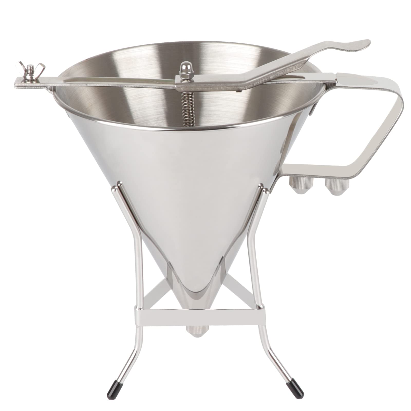 Stainless Steel Confectionery Funnel with Stand & 3 Nozzles - Commercial Grade Cake Decorating Tool for Precise Batter Dispensing - Perfect for Home Kitchen, Cupcake Baking, Pastry Filling & Candy Making