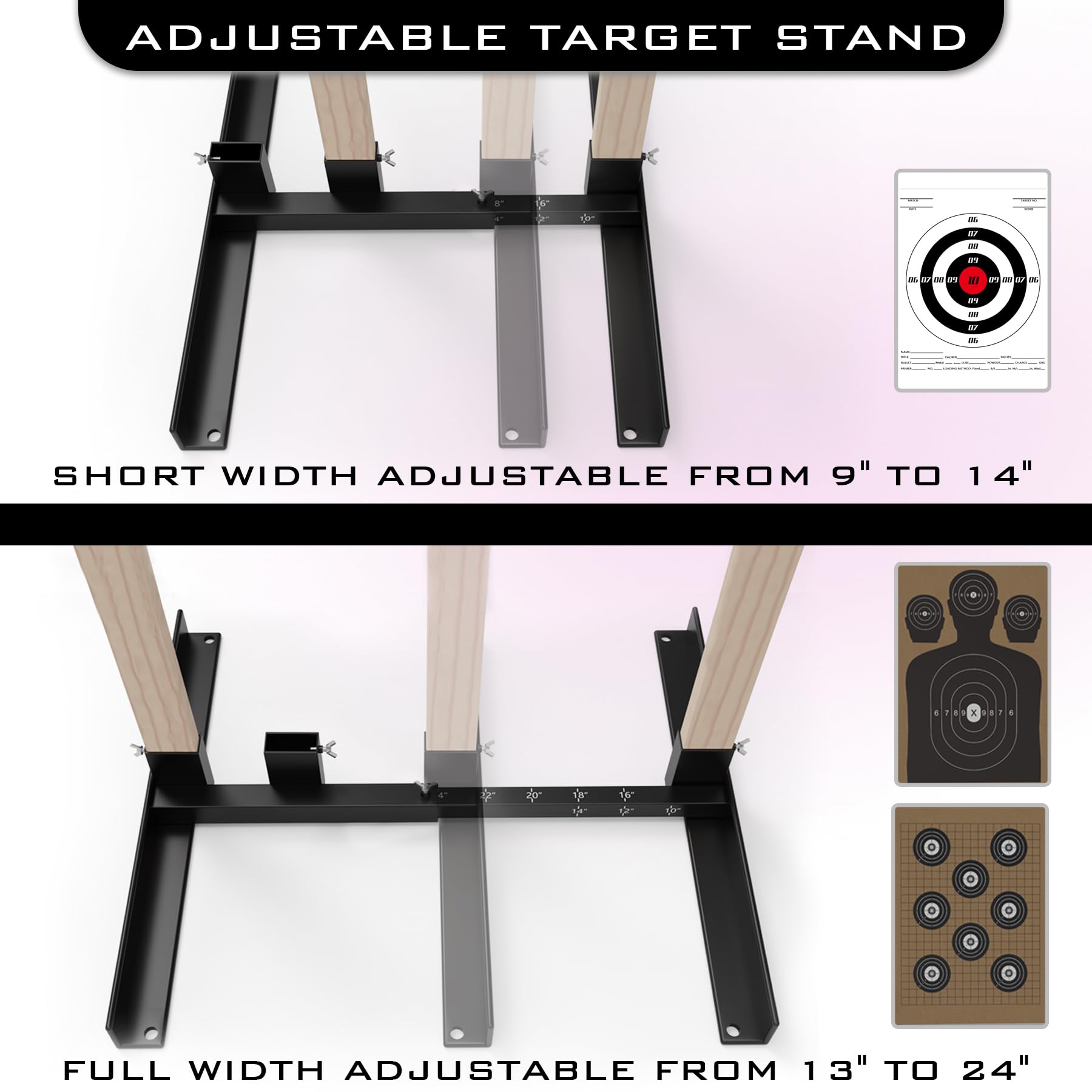 Adjustable Outdoor Shooting Target Stand - Stable Paper Target Holder for USPSA, IPSC & IDPA Practice - Perfect for Cardboard Silhouette & Paper Targets (Great for Backyard Training, Range Practice & Tactical Drills)