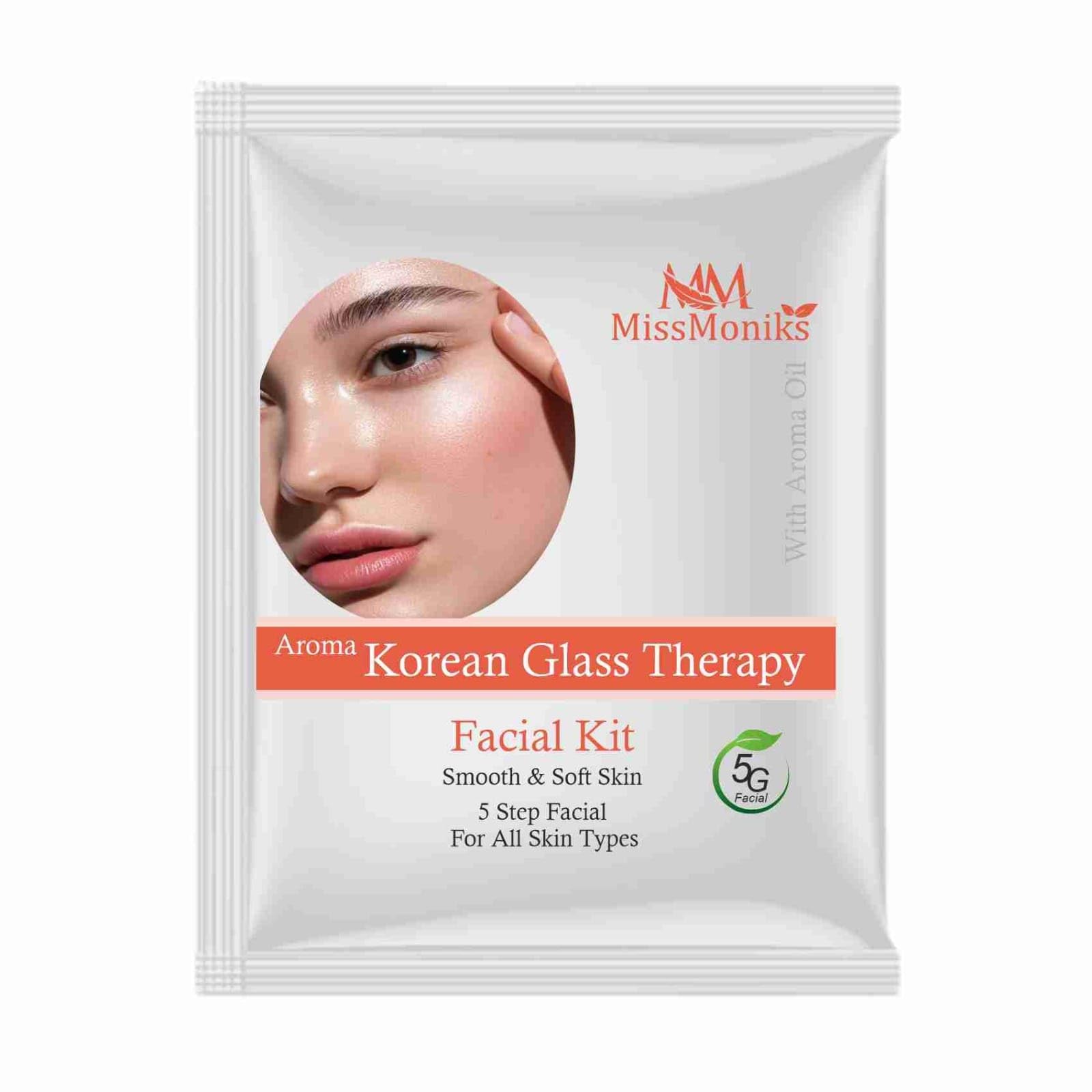 MissMoniks Korean Glass Therapy Facial Kit - 5 Step Skincare Routine for Smooth & Soft Skin | All Skin Types | At-Home Spa & Self-Care Treatment