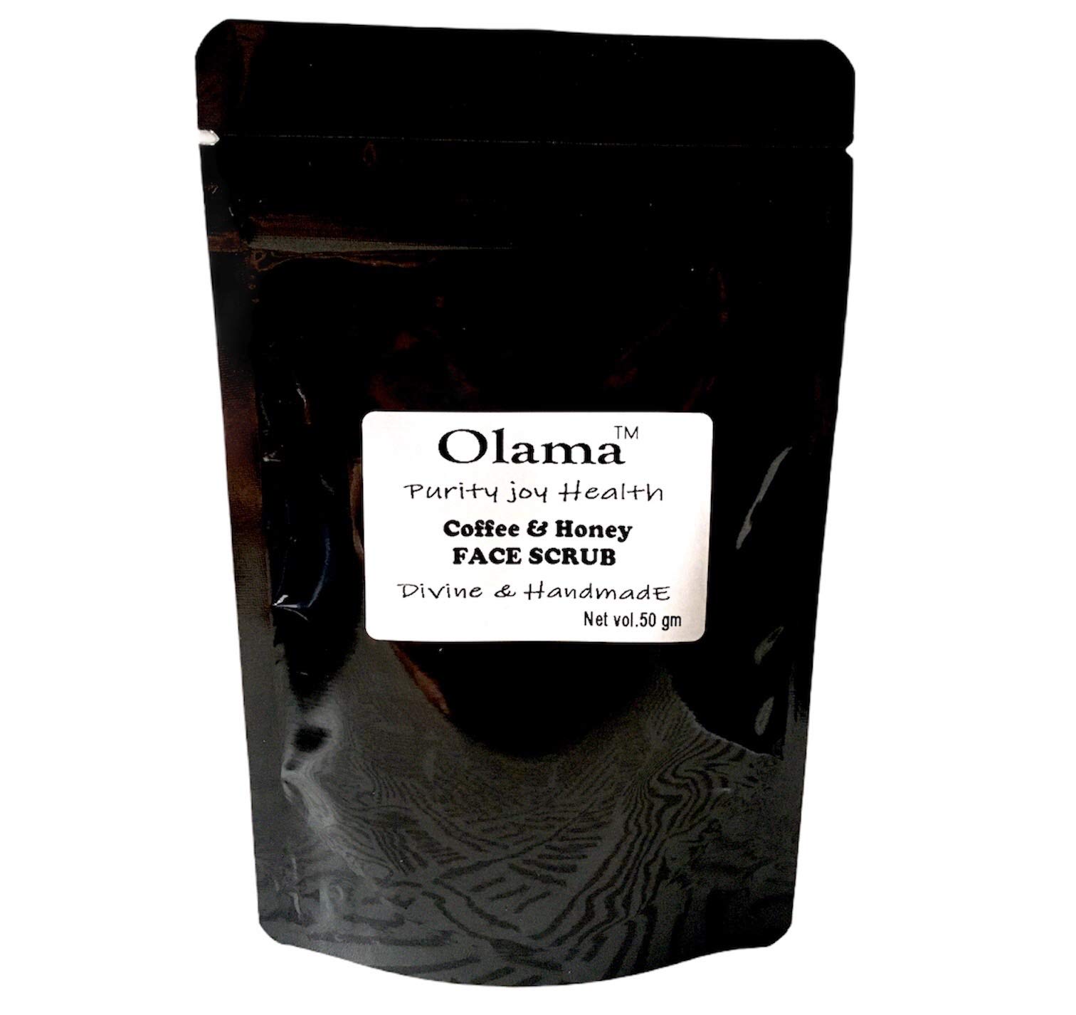 Olama Coffee & Honey Face Scrub - Natural Exfoliator for Acne, Wrinkles & Scars | Handmade with Arabica Coffee, Raw Honey & Coconut Oil | Eczema & Psoriasis Relief | Paraben & SLS Free | 50g Travel Size with Zipper Pouch | Perfect for Daily Skincare Routine & On-the-Go Use