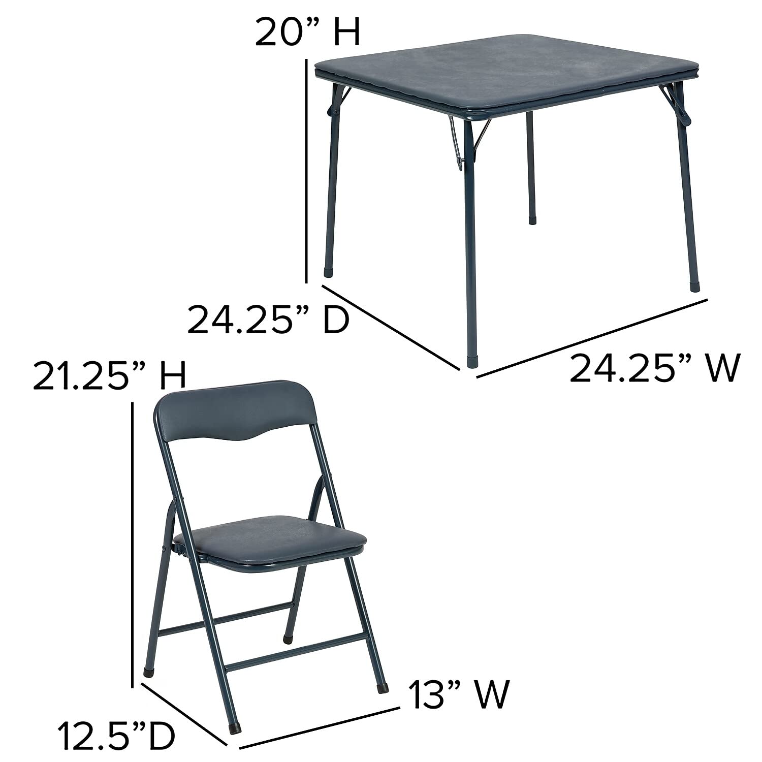 Flash Furniture Mindy Kids Navy 5-Piece Folding Table and Chair Set - Compact Play & Study Furniture for Small Spaces, Daycare, Preschool & Home Learning