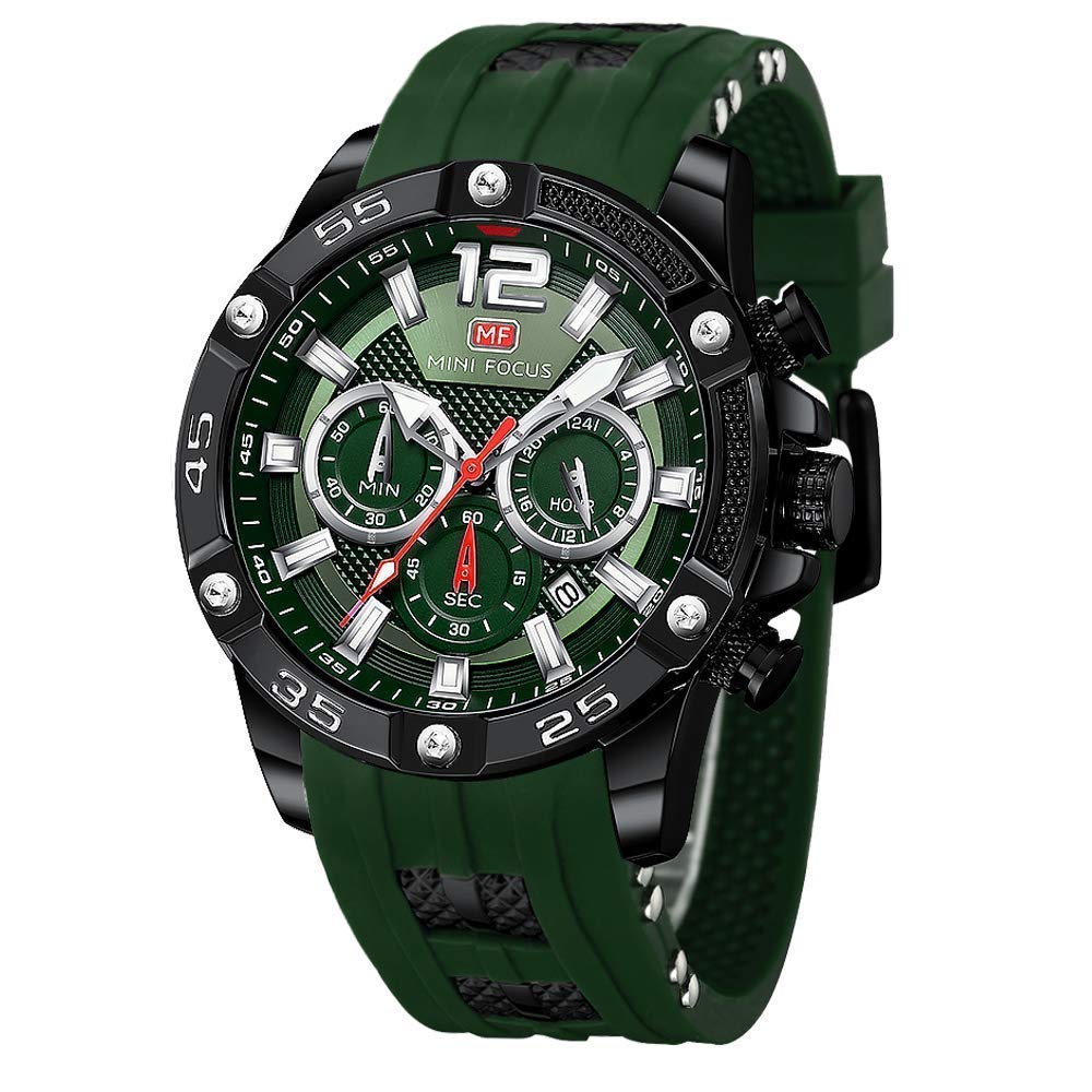 Stylish Mini Focus Men's Watches - Chronograph, Waterproof, Luminous, Calendar & 24-Hour Display with Silicone Band | Perfect for Casual Wear, Outdoor Activities & Everyday Use