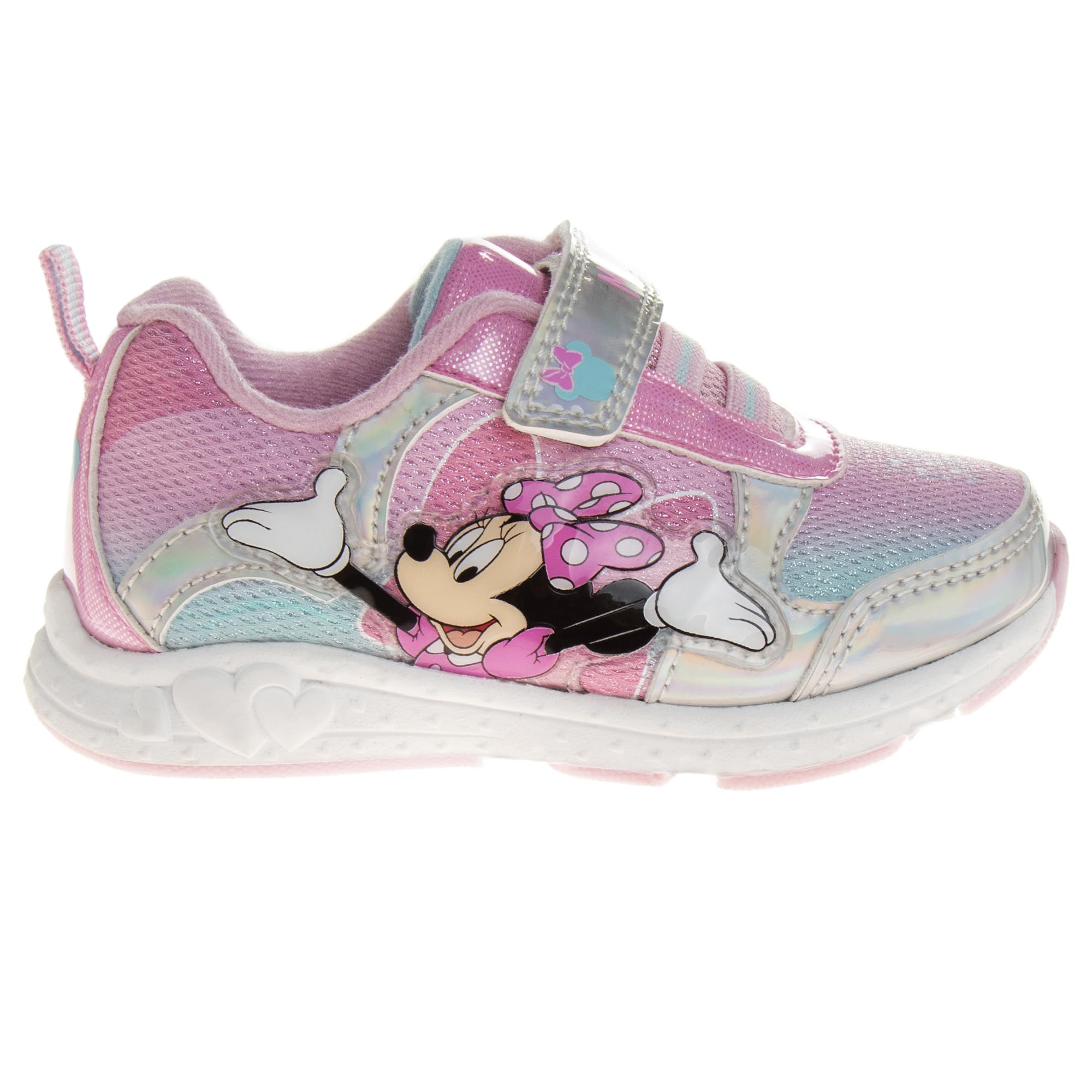 Disney Minnie Mouse Light Up Sneakers for Toddler & Little Girl - No Tie Lace Running Shoes for Kids - Perfect for Playtime, School & Outdoor Activities
