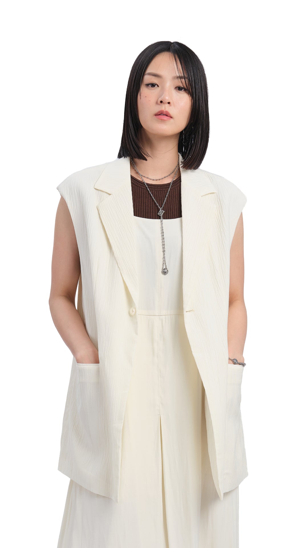 Stylish Oversized Jacquard Waistcoat Vest for Women - Elegant Floral Embroidery, Loose Fit Fashion Top - Perfect for Office, Date Night & Special Occasions