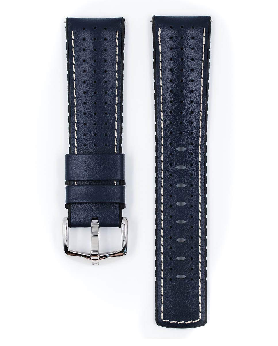 Premium Hirsch Tiger Calf Leather Watch Strap with Performance Caoutchouc Core - 18mm, 20mm, 21mm, 22mm, 24mm Sizes - Quick Release Watch Band Replacement - Perfect for Dress Watches, Business Attire & Everyday Wear