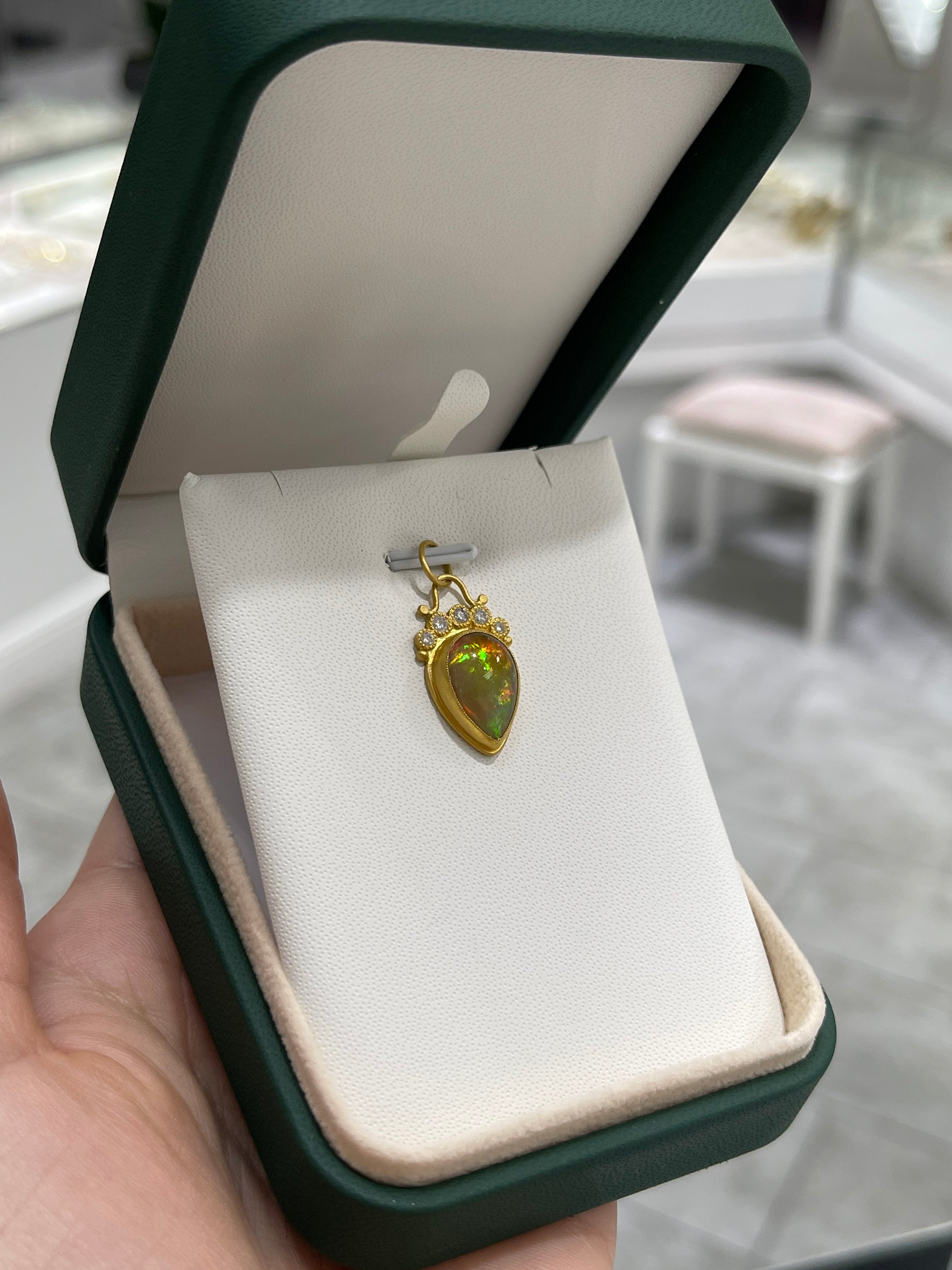 4.13tcw 24K Gold Crystal Opal & Diamond Tiara Pendant Necklace - Elegant Bridal Jewelry for Weddings, Prom & Special Occasions