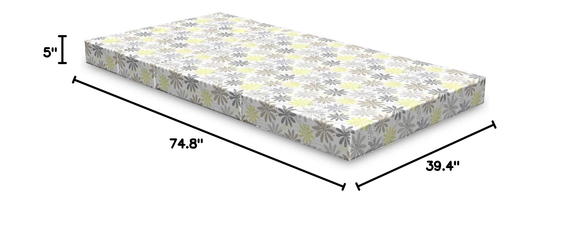 Ambesonne Floral Foldable Mattress - Shepherd's Purse Pattern, 74.8