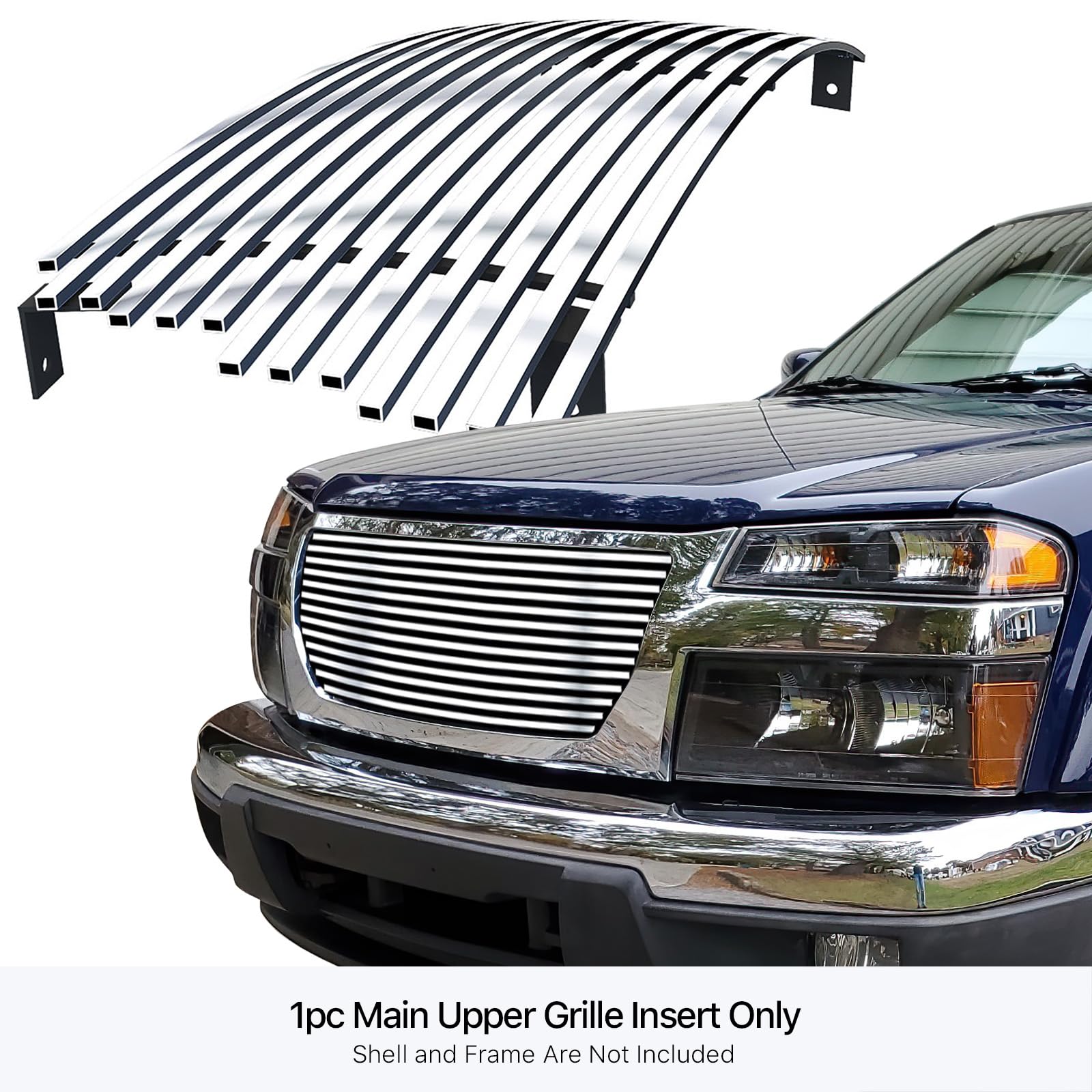APS Stainless Steel Chrome Billet Front Grill Grille Insert for GMC Canyon 2004-2012 Models - Compatible with S18-A47458G - Upgrade Your Truck's Style for Off-Road & Daily Driving