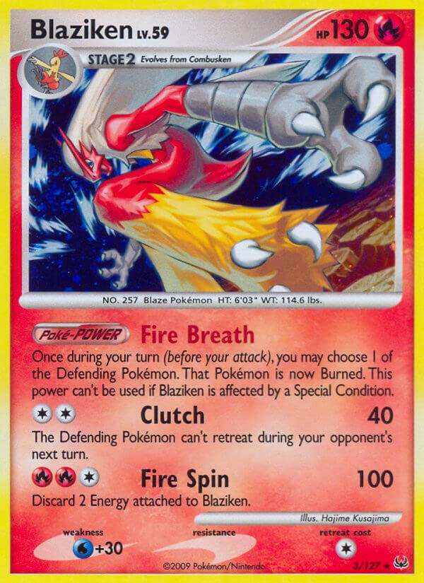 Blaziken Pokemon Card [PL 3/127] - Rare Trading Card for Collectors & Competitive Battles