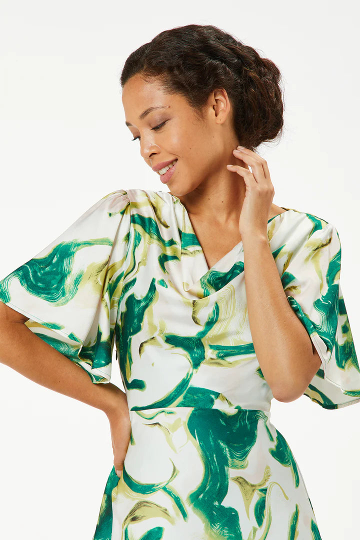 Elegant Mimi Cowl Neck Maxi Dress in Green - Perfect for Evening Parties, Weddings & Special Occasions