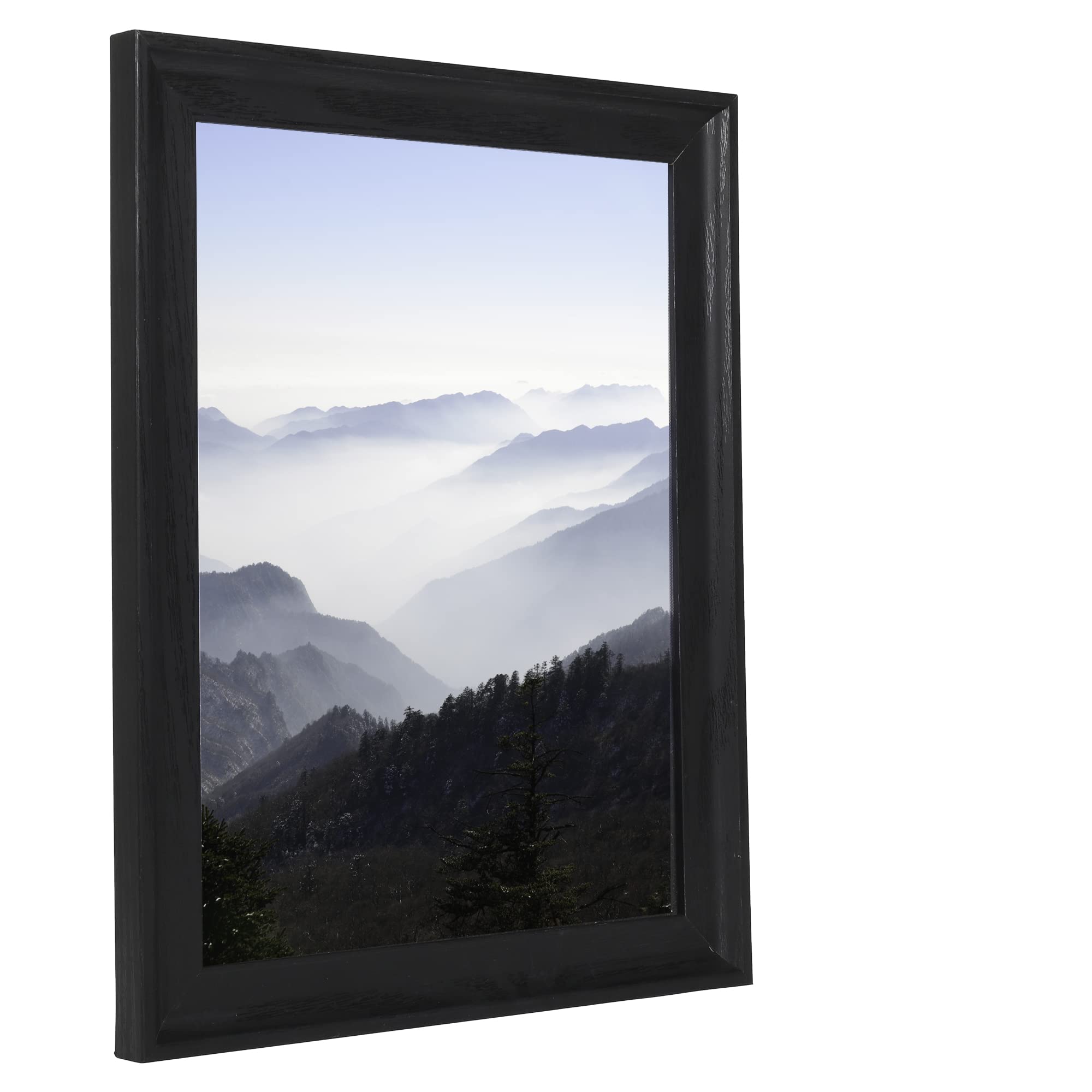 12x16 Wood Picture Frame Back - Display Photos 12x16 or 11x14 with Mat - Ultra Edge Arc Wooden Poster Frame (1 Pack) - Perfect for Wall Decor, Home Office, Gallery Displays & Gift Giving