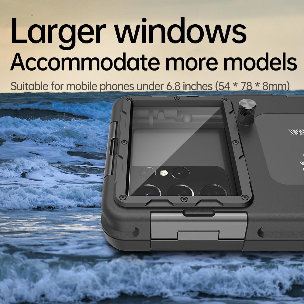 **Waterproof Phone Case for iPhone 16/15/14/13/12/11 Pro Max & Samsung Galaxy S25/S24/S23/S22 – 50ft/15m Deep Diving Protection, Underwater Snorkeling & Scuba Photography – Ideal for Beach, Pool, and Water Sports (Black)**