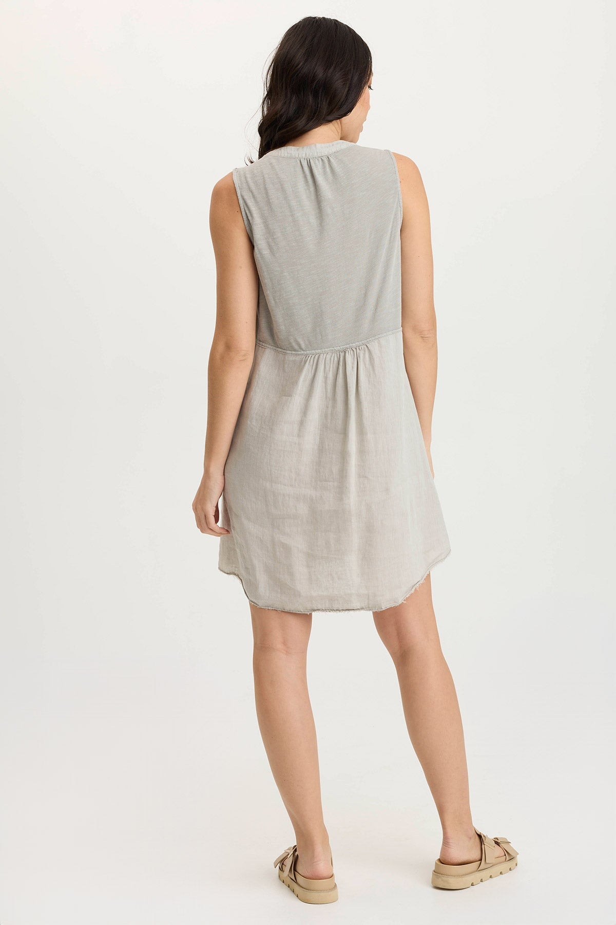 Catava Women's Linen & Jersey Blend Sleeveless Tank Dress - Casual Summer Beach Dress for Vacation, Brunch & Everyday Wear