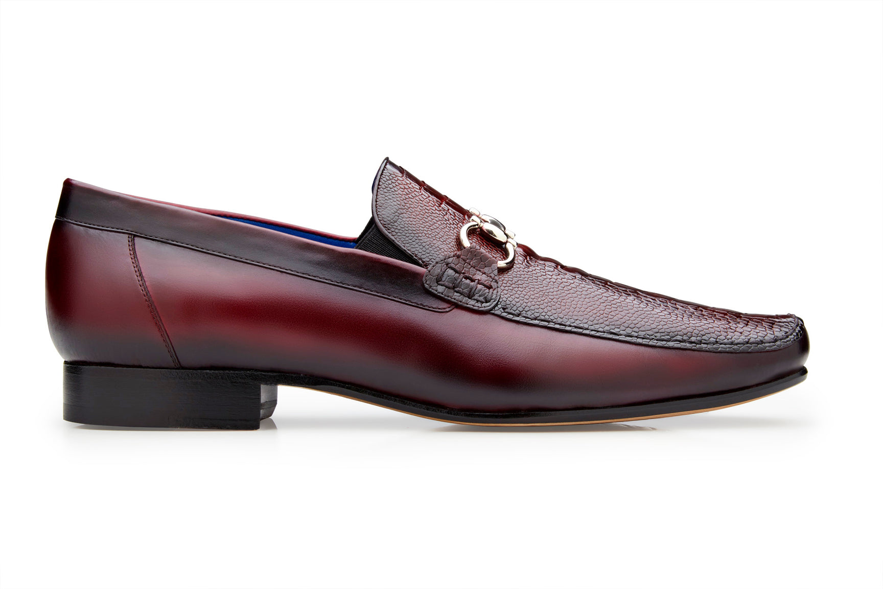 Belvedere Bruno Genuine Ostrich Leg & Italian Calfskin Loafers - Dark Burgundy Dress Shoes (Style 1026) | Premium Men's Business Casual Footwear for Office, Weddings & Formal Events