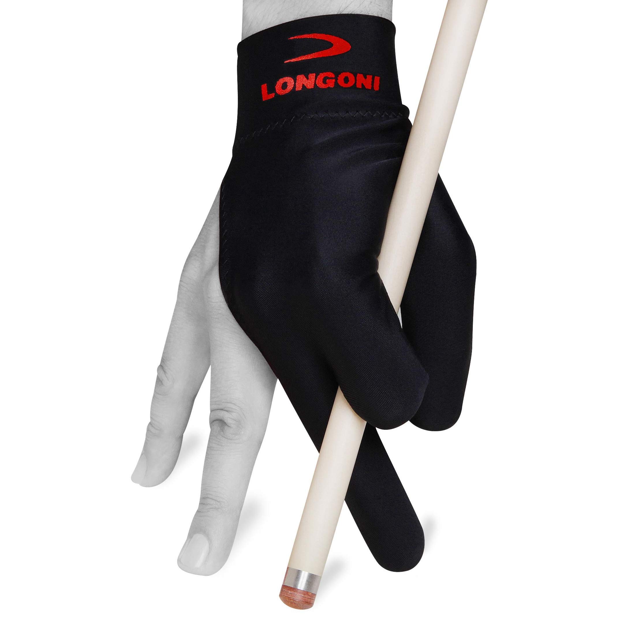 Longoni Billiard Pool Cue Glove - Black - One Size Fits All - Perfect for Snooker, 8-Ball & 9-Ball Games - Improves Grip & Control