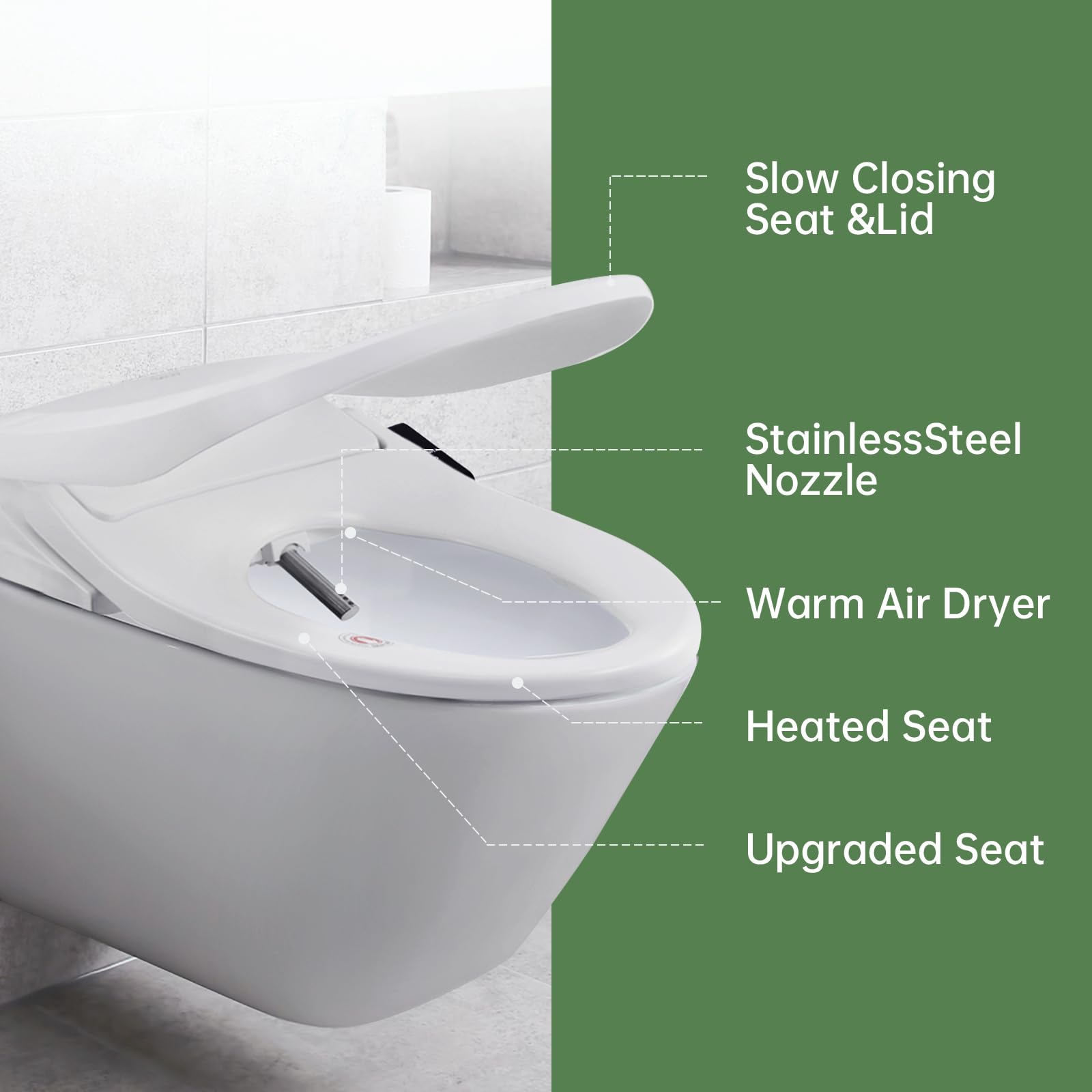Premium Inus N22 Smart Bidet Toilet Seat - Electric Heated Elongated Toilet Seat with Warm Water, Air Dryer & Self-Cleaning | Tankless Design, Smart Touch Panel, Temperature Control & Kids Mode | Perfect for Modern Bathrooms, Elderly Care & Family Homes