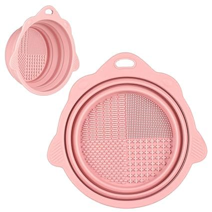 KRIVTEJ Mini Silicone Makeup Brush Cleaner Bowl - 5.5 Inch Collapsible Cleaning Basin for Makeup Brushes & Beauty Blenders - Remove Foundation Residue - Perfect for Travel & Home Makeup Brush Care