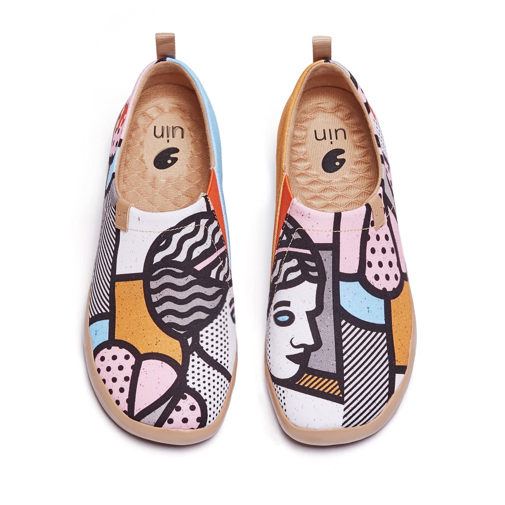 UIN Women's Slip On Sneakers - Comfortable Knit Loafers with Artistic Painting | Soft Walking Shoes for Casual Wear, Travel & Everyday Use