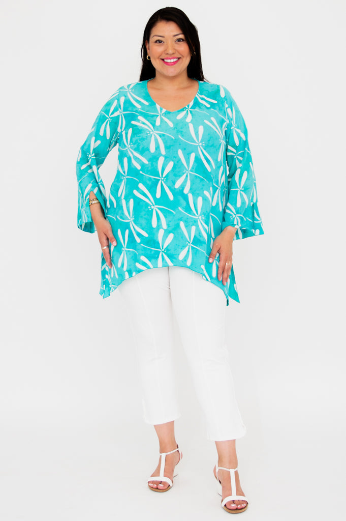Dorothy Top - Flowy Summer Blouse with Dragonfly Print | Casual Wear, Beach Outfit & Boho Fashion