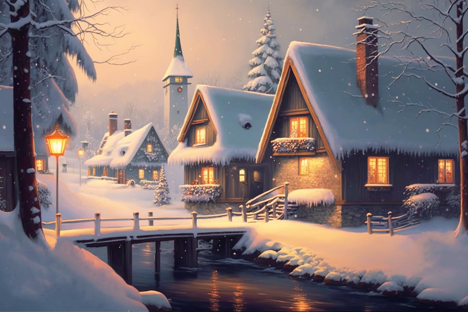 300-Piece Adult Jigsaw Puzzle - Snowy Countryside Winter Village with Beautiful Night Scene - Perfect for Christmas Decor, Room Decor, Bedroom Decor - Great for Family Bonding, Stress Relief & Holiday Gift Giving