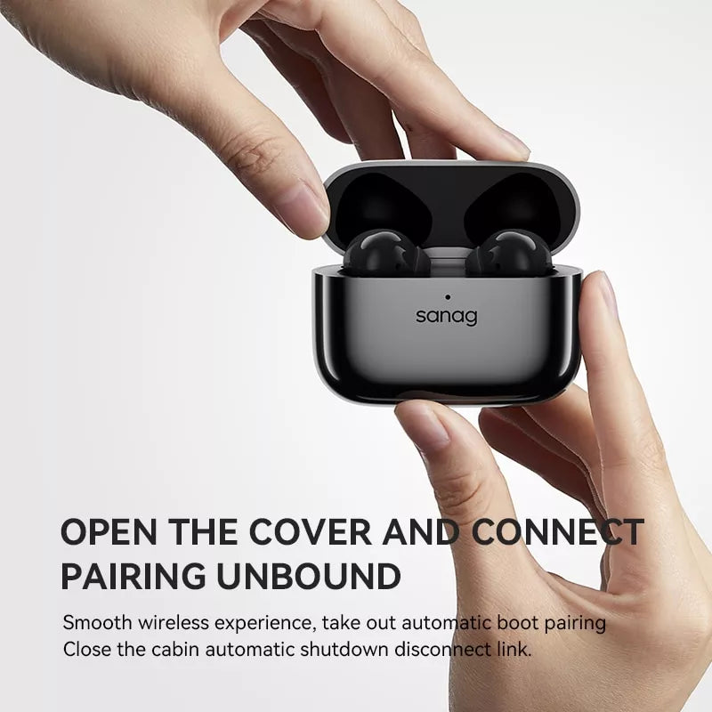 Sanag T82S Pro Wireless Bluetooth Earbuds with Built-in Memory, Half In-Ear Design for Comfort - Perfect for Gym, Running, Commuting & Workouts