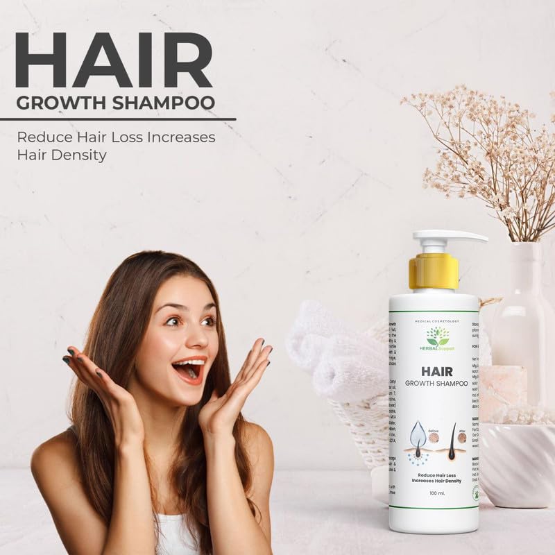 Herbal Hair Growth Shampoo for Damaged Hair Repair & Frizz Control - Sulfate & Paraben Free Volumizing Shampoo for Stronger Hair (100ml) - Ideal for Men & Women with Thinning Hair or Split Ends
