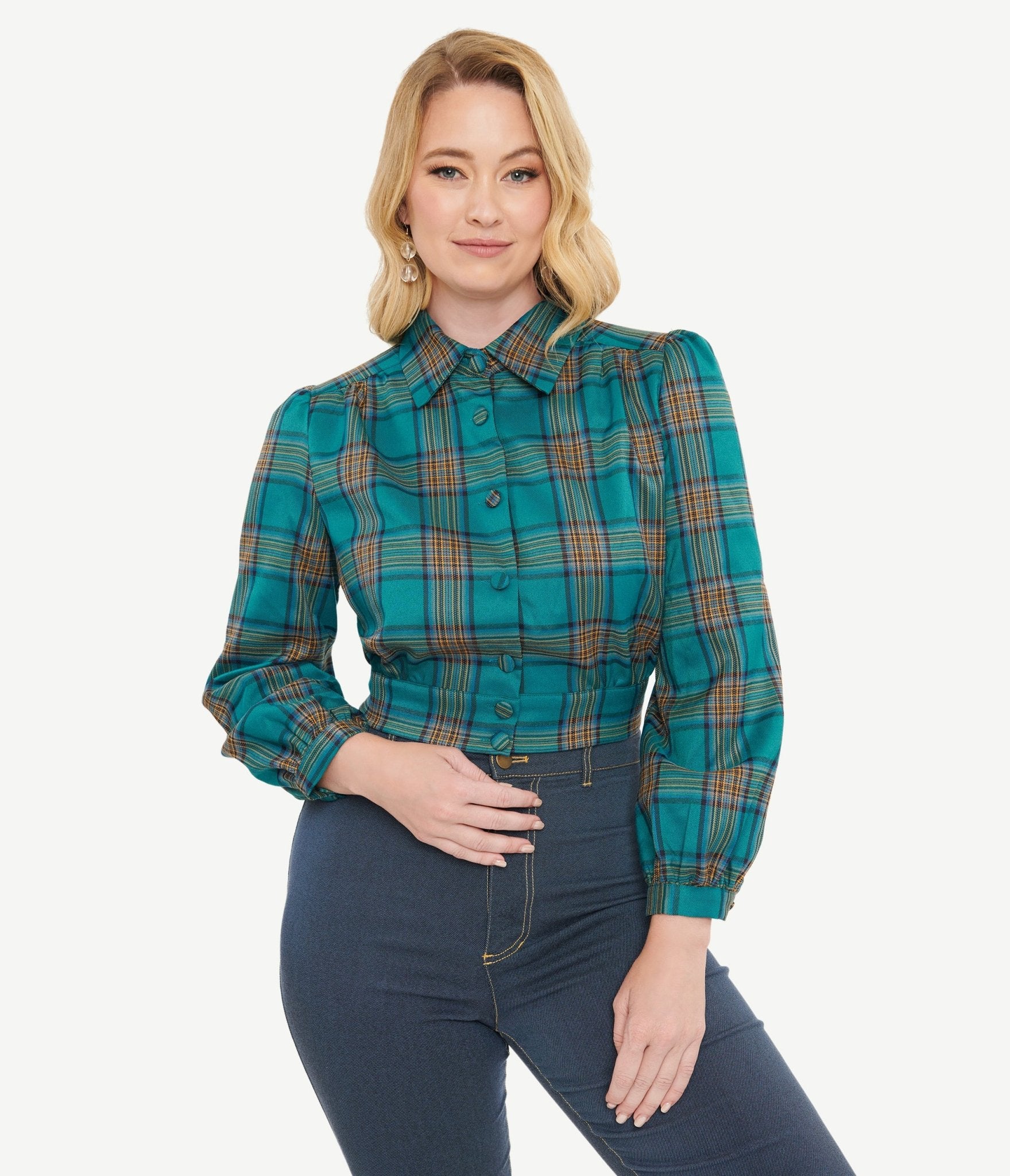 Stylish Green Plaid Rosie Bomber Jacket for Women - Trendy Vintage Inspired Outerwear - Perfect for Casual Outings, Fall Fashion & Streetwear Looks