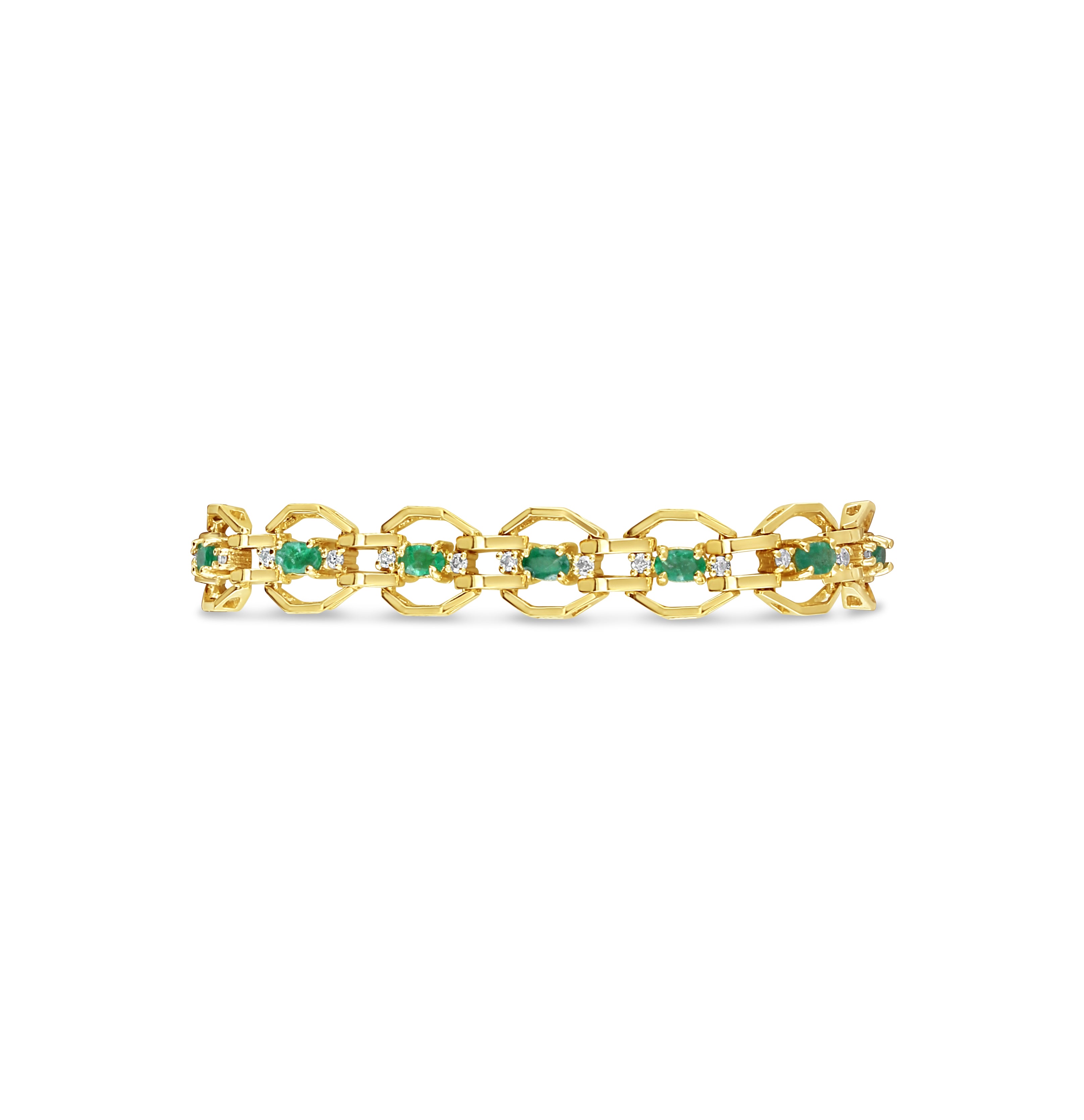 Emerald & Diamond Tennis Bracelet 4.25cttw 14k Yellow Gold - Elegant Jewelry for Women, Perfect for Weddings, Parties & Special Occasions