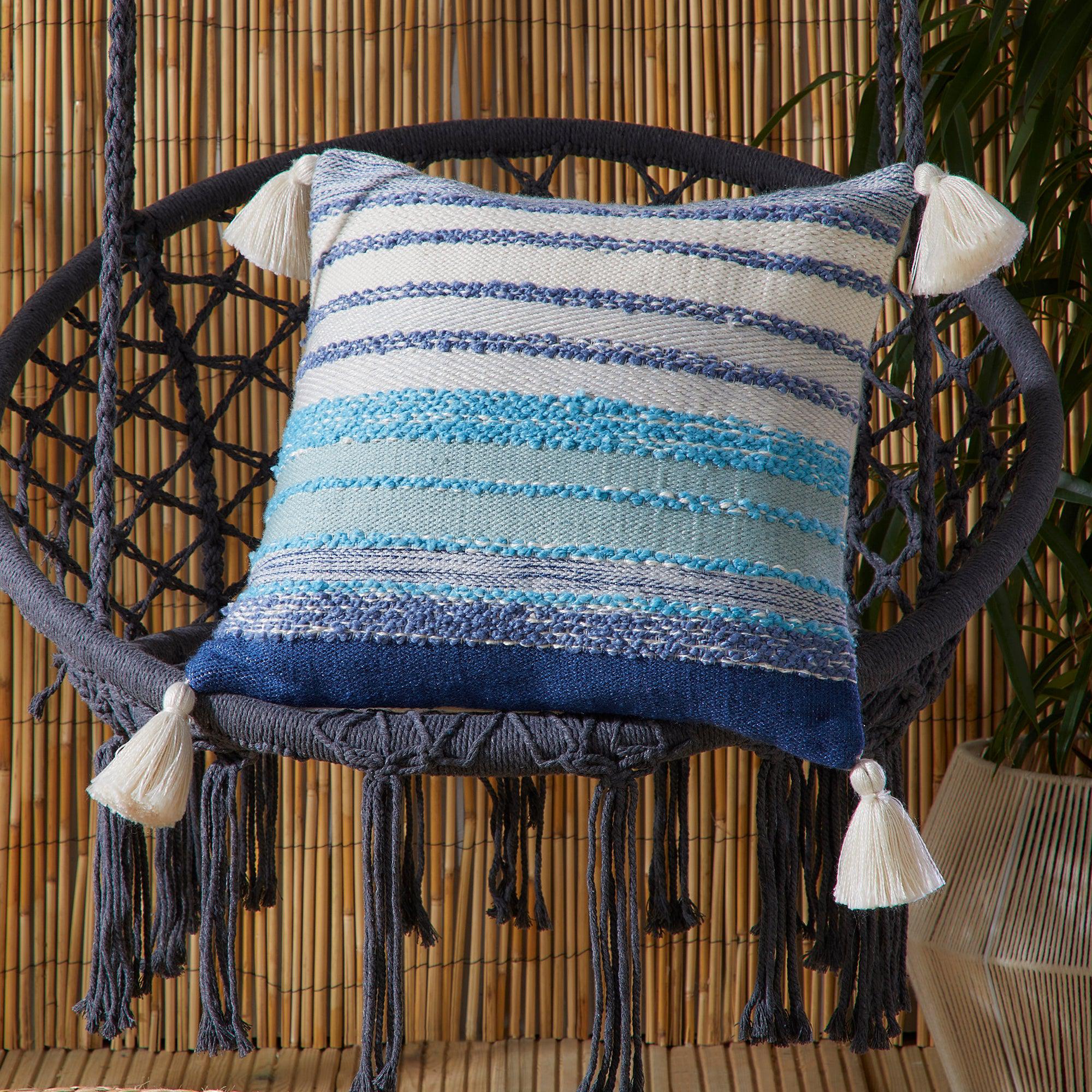 Premium Graystone Outdoor Cushion for Patio Furniture - Waterproof & UV Resistant - Comfortable Blue Seat Cushion - Perfect for Deck Chairs, Porch Swings & Poolside Lounging