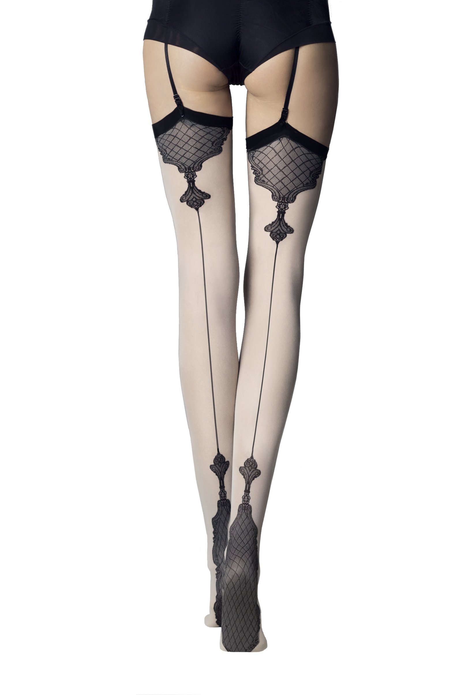 Fiore VANITY 40 Denier Classic Black Seam Stockings - Women's Fashion Tights for Office, Party & Everyday Wear