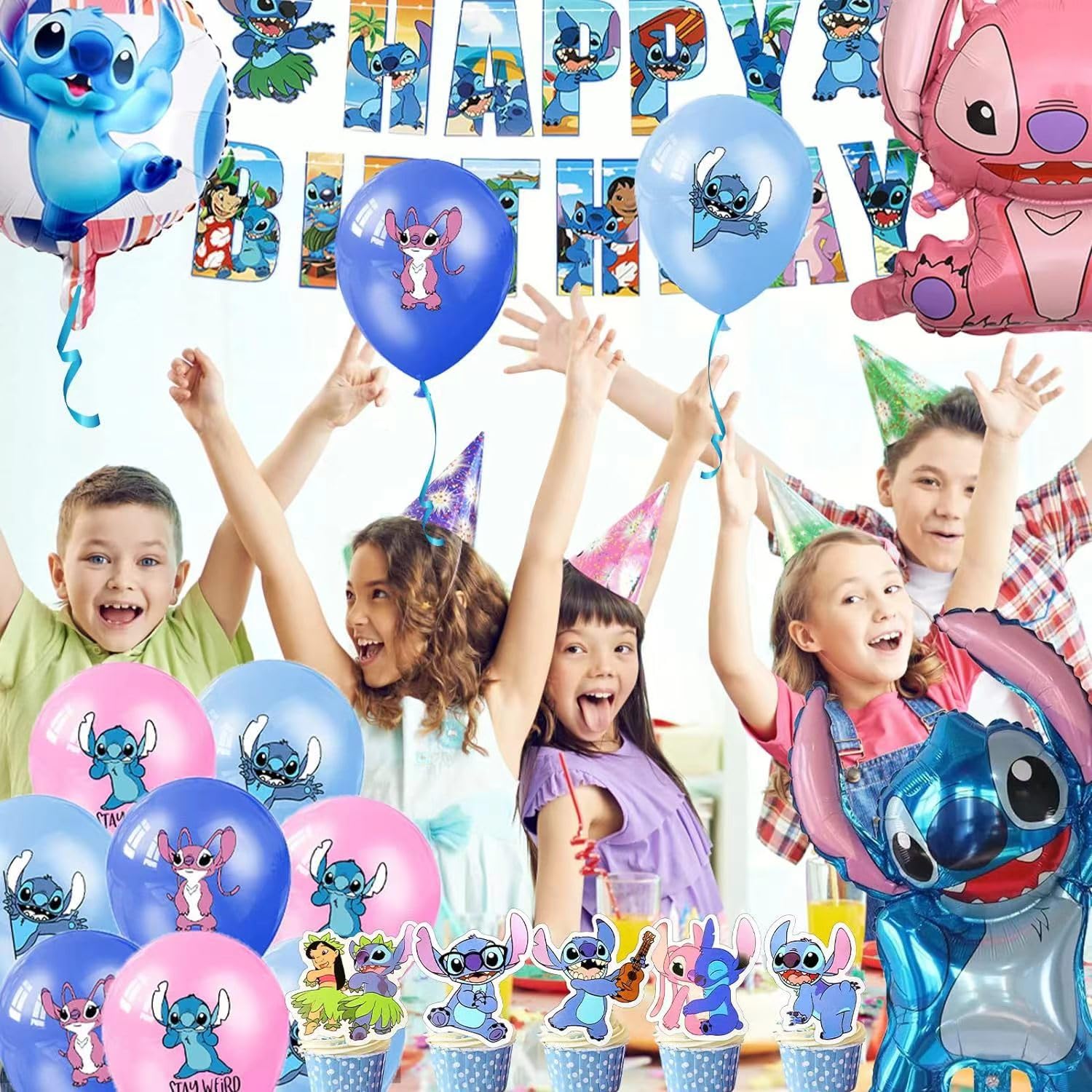 Delicious Stitch Birthday Party Decorations Kit - Lilo & Stitch Themed Party Supplies, Balloons, Banners for Kids Birthday Decorations - Perfect for Disney Themed Parties, Baby Showers & Room Decor