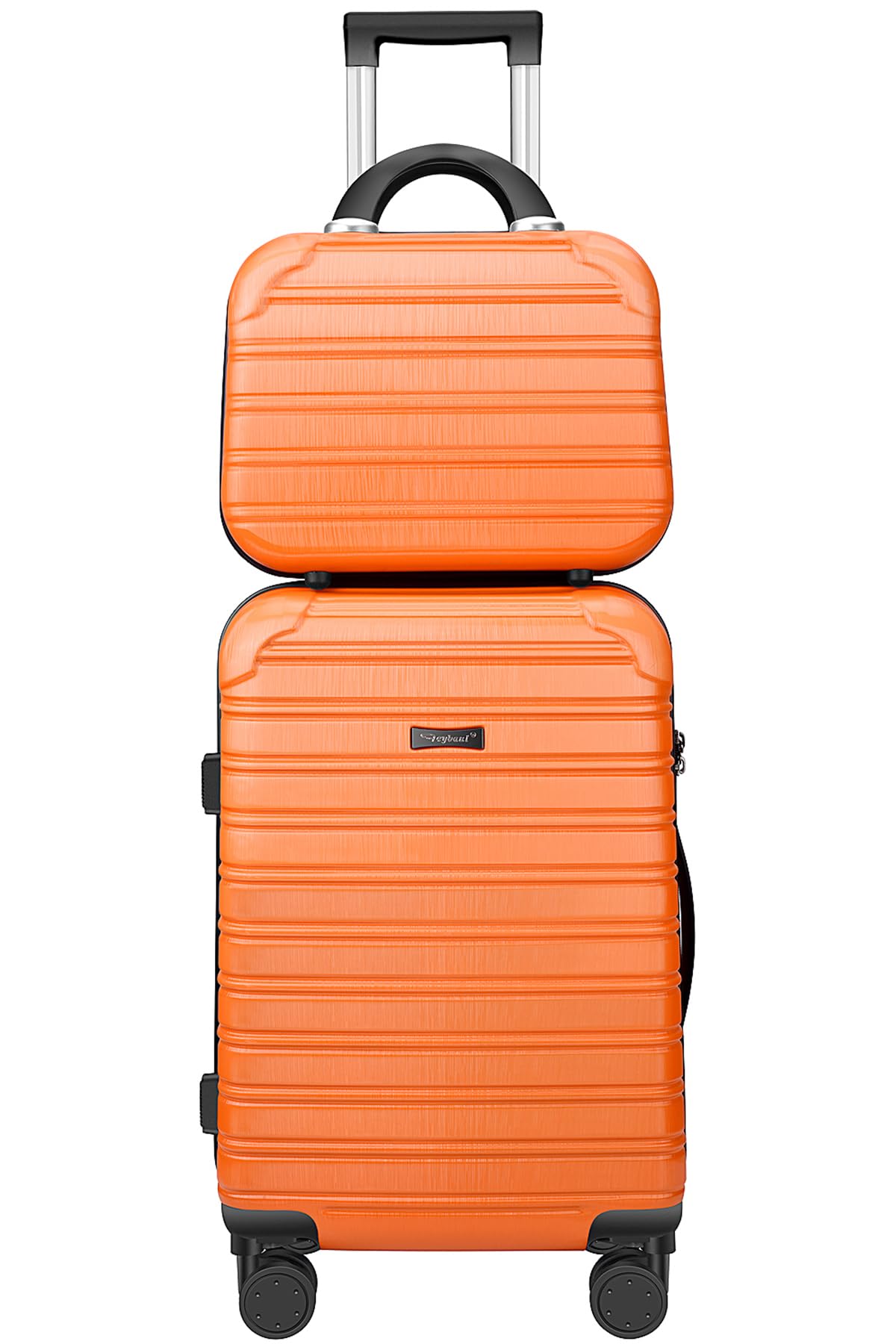 2-Piece Lightweight Hardshell Spinner Luggage Set - 14/20 Inch Airline Approved Carry-On Suitcase with TSA Lock, Durable PC+ABS Material (Orange) - Perfect for Business Travel & Weekend Getaways