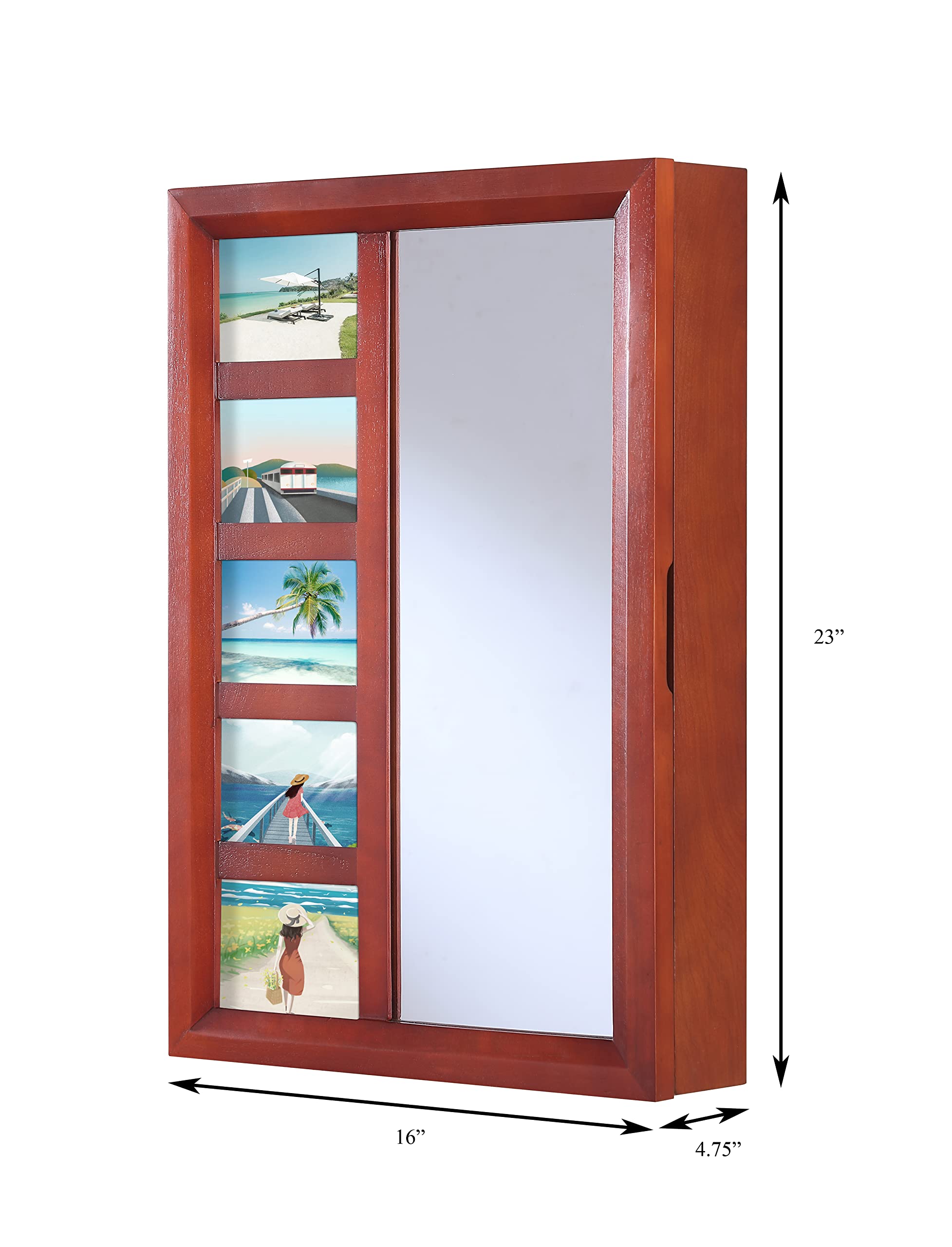 Proman Products Bellissimo Collection Jewelry Armoire - Mahogany Wood Jewelry Organizer with Mirror | Perfect for Bedroom, Closet & Gift Giving