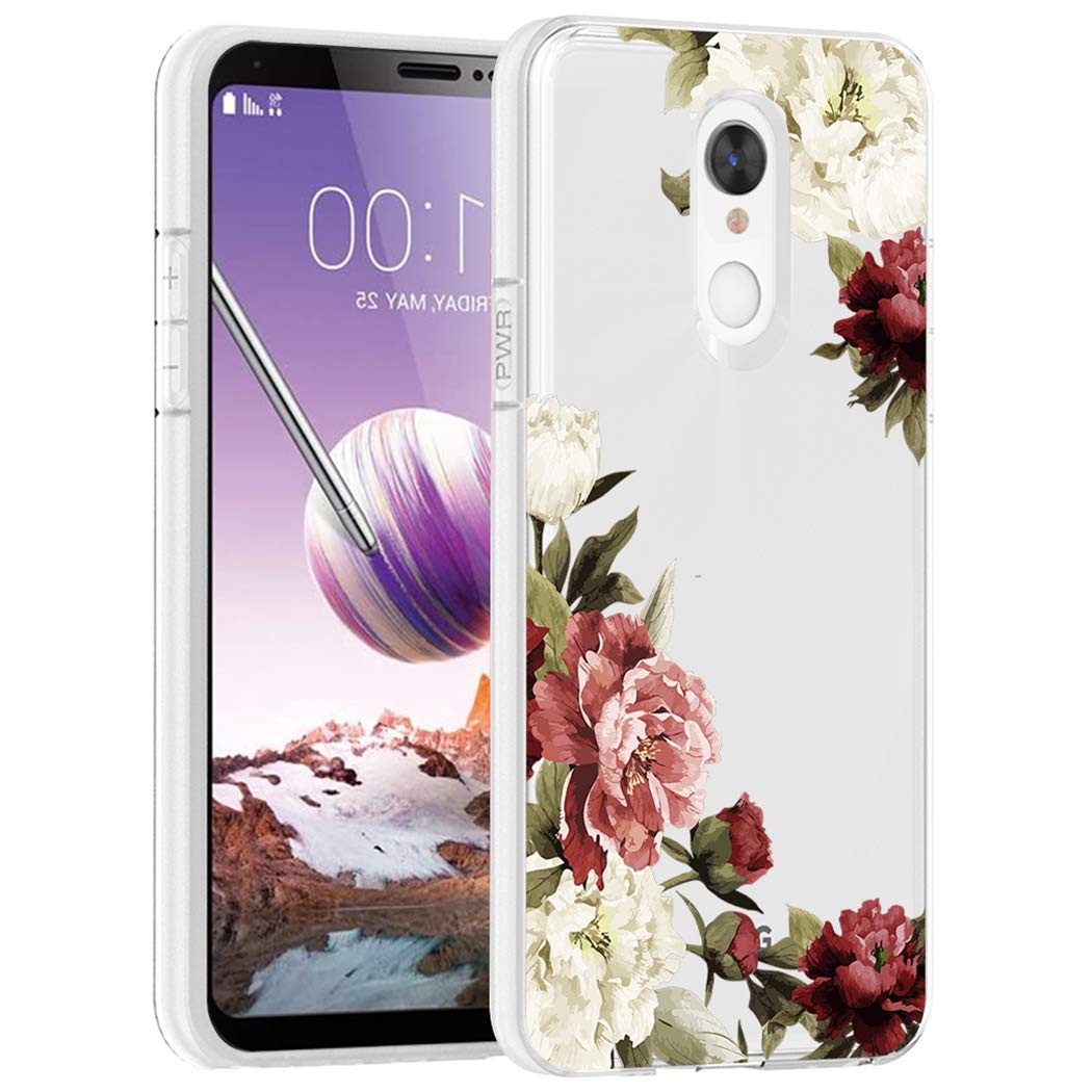 Cute Clear Slim Flower Pattern Soft TPU Protective Phone Case for LG Stylo 4/Plus & Q Stylus - Shockproof Flexible Cover for Women & Girls (Blossom Design) - Perfect for Daily Use, Work & School
