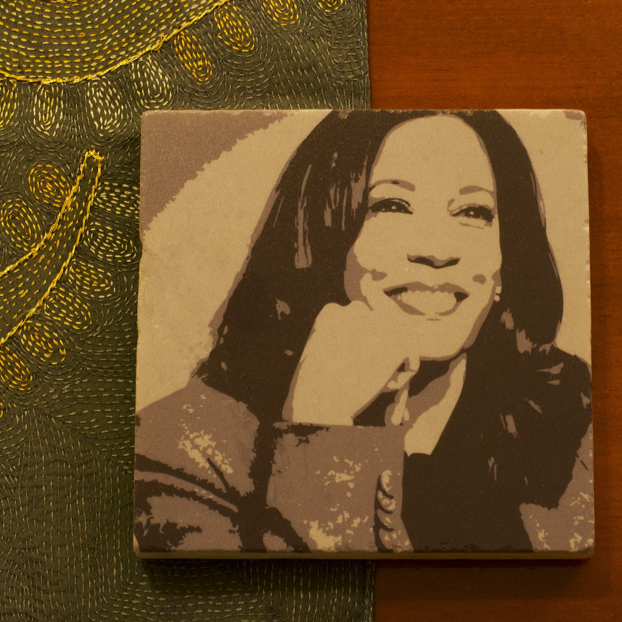 Kamala Harris Tile Coaster Set - 4 Pack Political Memorabilia Gift for Office & Home Decor - Perfect for Coffee Mugs & Drink Glasses