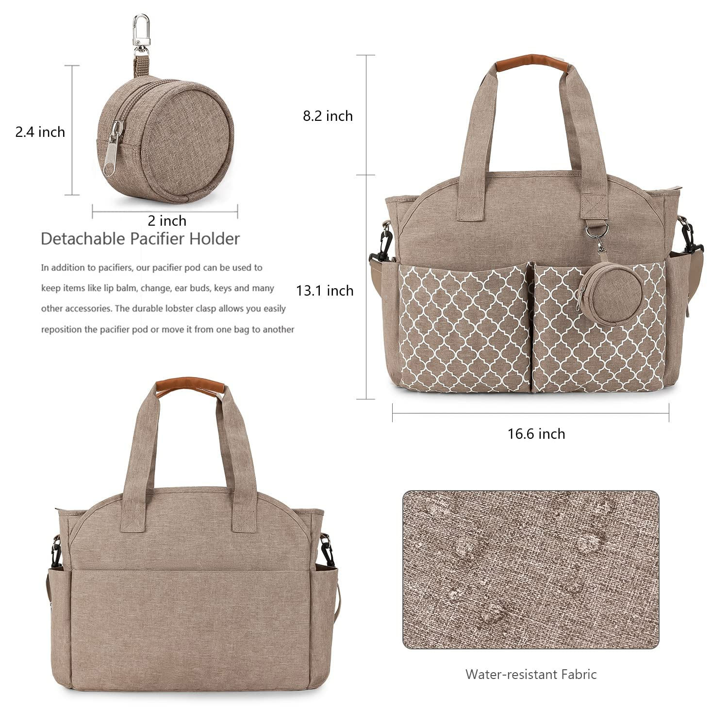 Large Diaper Bag Tote for Moms - Waterproof Baby Changing Bag with Insulated Pockets & Wipes Compartment | Perfect for Travel, Daycare & On-the-Go Parenting Essentials