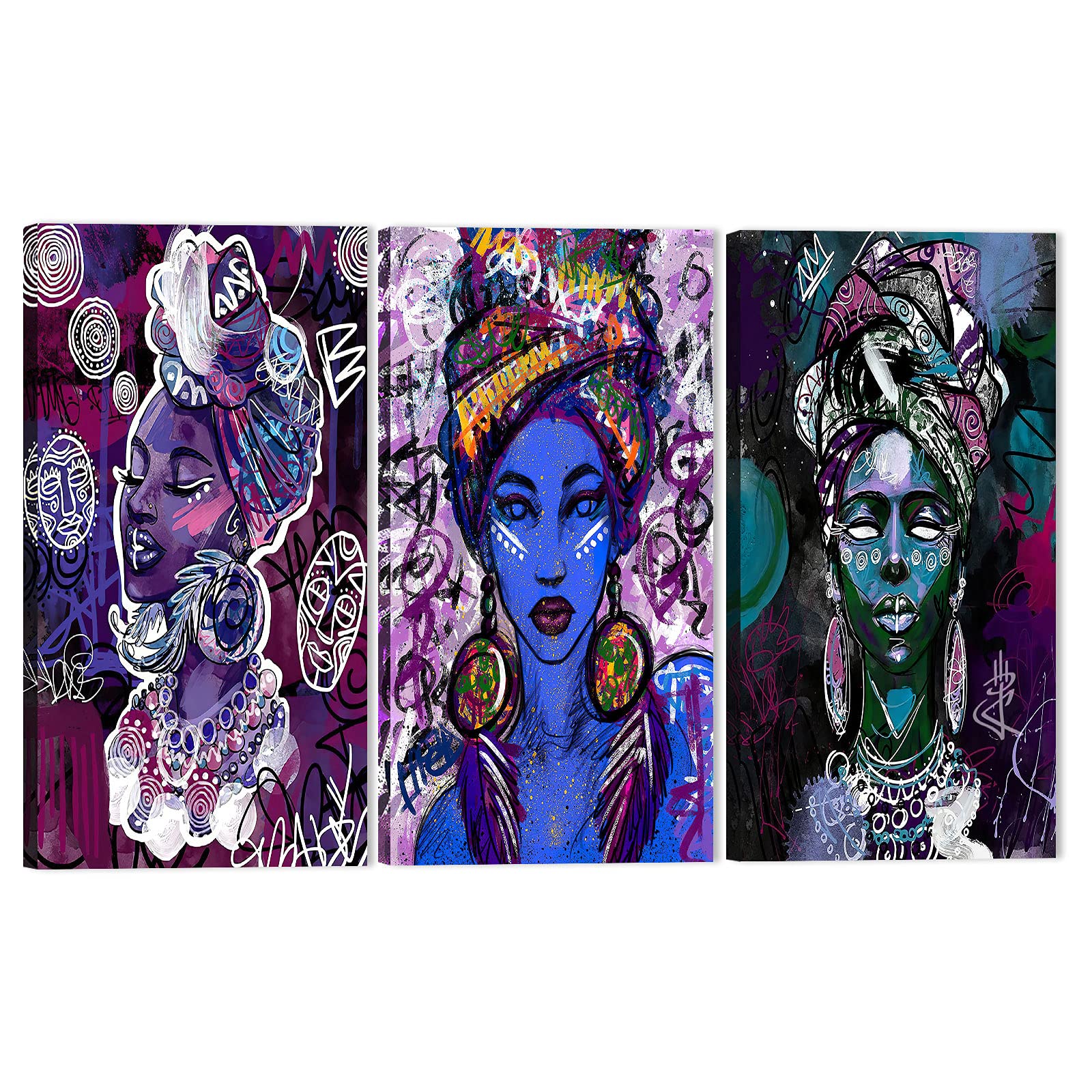 African American Queen Canvas Wall Art - Black Female Empowerment Artwork, Sexy African Woman Painting, Black Queen Contemporary Graffiti Print 72x36 Inches - Perfect for Living Room, Bedroom & Office Decor