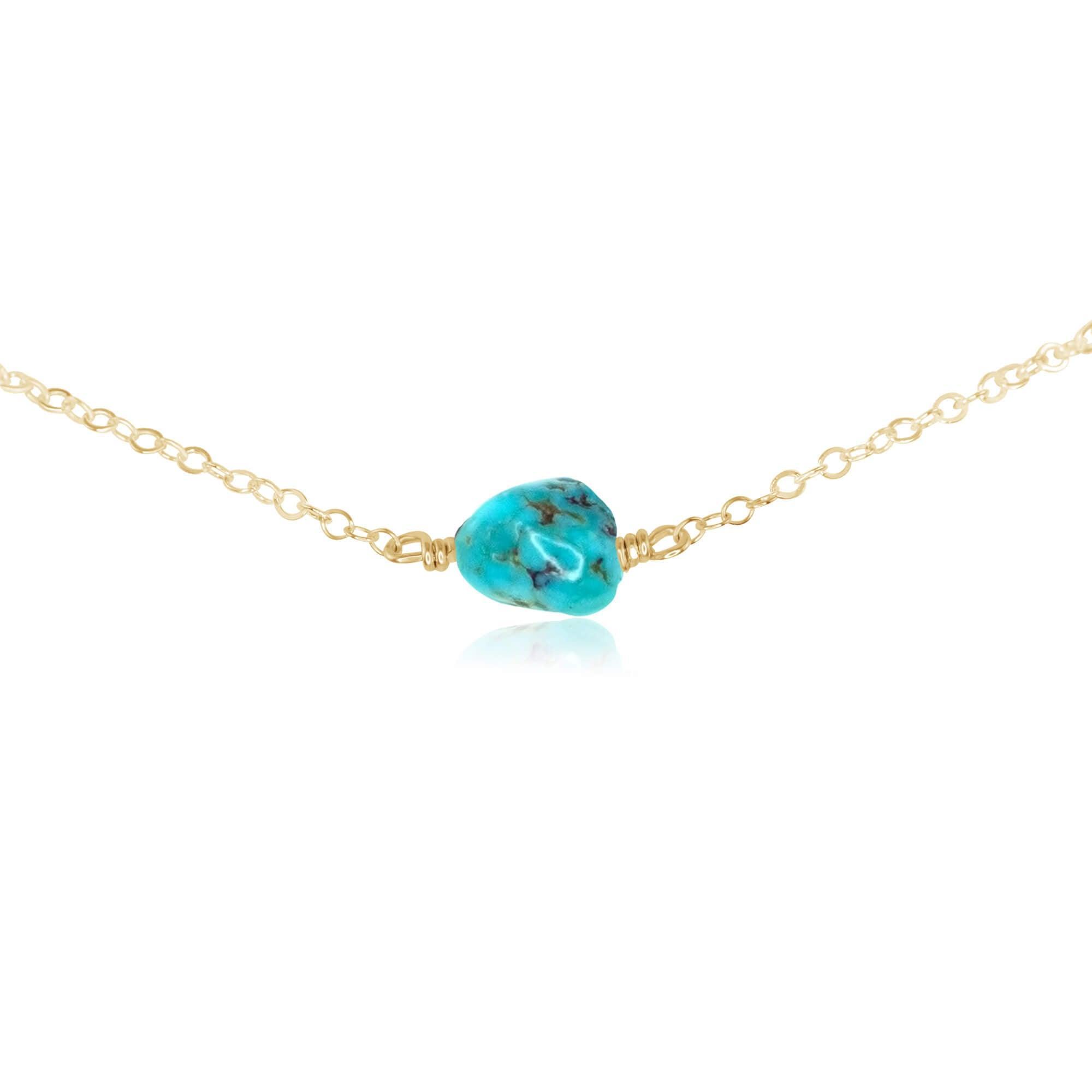 Natural Raw Turquoise Crystal Nugget Choker Necklace - Handmade Bohemian Jewelry for Women | Perfect for Festivals, Boho Outfits & Layering