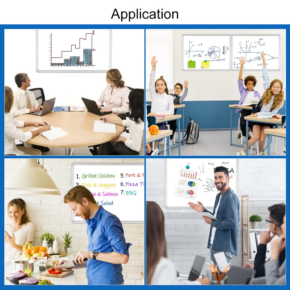 Magnetic Whiteboard 32x44 Inch - Aluminum Frame Dry Erase Board for Wall with Detachable Marker Tray | Perfect for Home Office, Classroom, Kitchen Memo & Planning | Wall Mount Whiteboard for School, Office & Home Organization