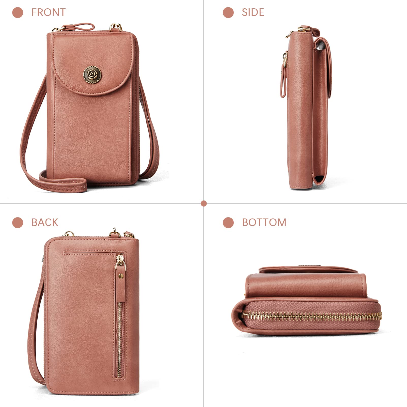 BROMEN Vegan Leather Small Crossbody Phone Purse for Women - Slim Wallet with Credit Card Holder - Perfect for Travel, Shopping & Everyday Use
