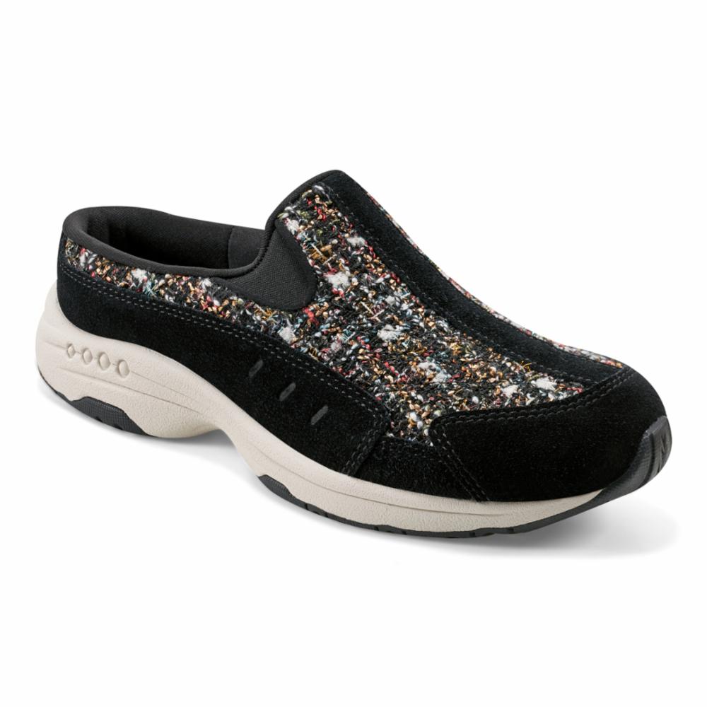 Easy Spirit Women's Ttime727 Black M - Comfortable Slip-On Walking Shoes for Work, Travel & Everyday Wear