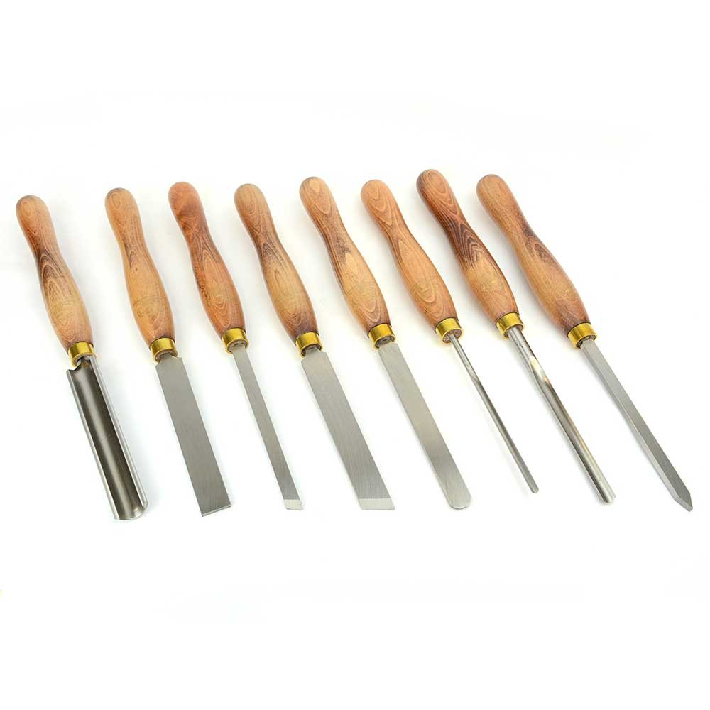 8-Piece Woodturning Tool Set with 285mm Handles - Professional Wood Lathe Chisels for Bowl Turning, Spindle Work & Wood Carving (Perfect for DIY Woodworking Projects & Crafting)