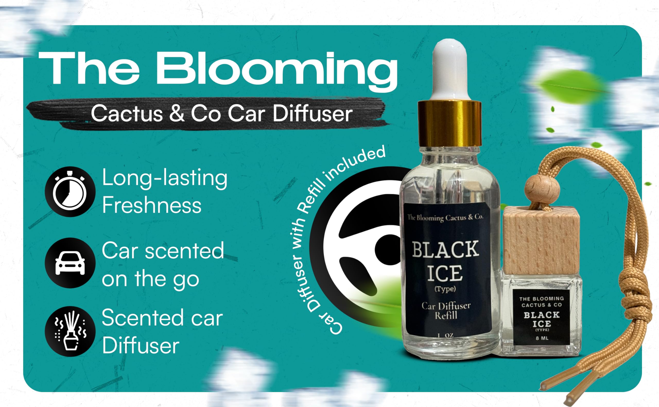 Premium Car Diffuser - Aromatic Mahogany Coconut Scent (8ml) | Elegant Car Accessory & Small Room Fragrance | Perfect for Road Trips, Office & Home Relaxation