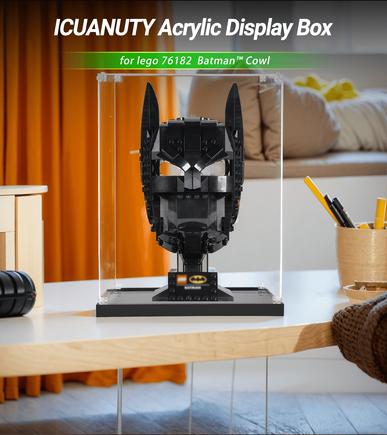 LEGO Batman Cowl 76182 Display Case - Protective Showcase for Collectible LEGO Sets - Perfect for Home Decor, Office Display & LEGO Fan Collections