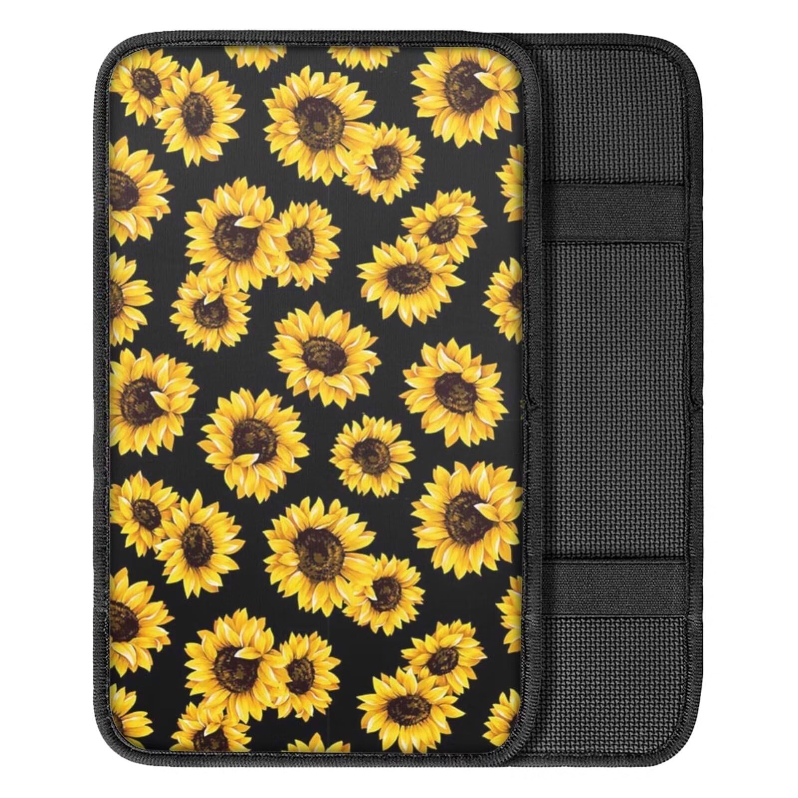 FOR U DESIGNS Universal Sunflower Car Armrest Cover Pad - Soft Center Console Cushion Mat for Sedan, SUV, Truck & Van - Comfortable Auto Accessories for Long Drives & Daily Commute