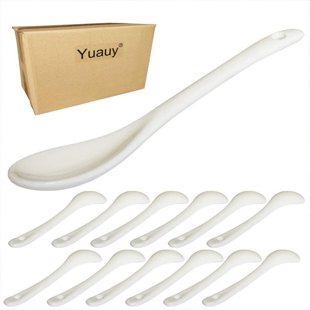 12-Piece Porcelain Egg Spoons Set - 5 Inch Ceramic Spoons for Coffee, Dessert, Yogurt, Tea & Milky Tea - Perfect for Breakfast, Afternoon Tea & Elegant Dining