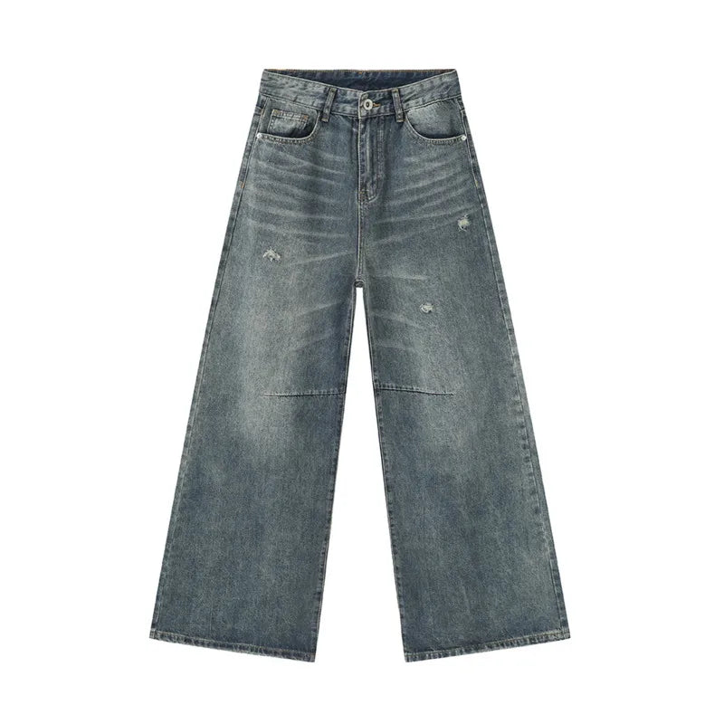American Style Men's Denim Jeans - Washed Fashion Loose Fit Straight Leg Casual Wide Pants for Summer | Perfect for Everyday Wear, Street Style & Relaxed Outings | Model 9C6303